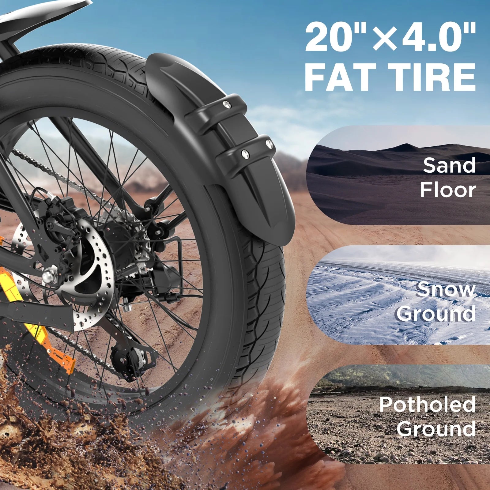 COLORWAY 750W 20"x4.0 Fat Tire Electric Bike, 48V 15ah Battery, Off - Road E - Bike for Adults - Product image 8