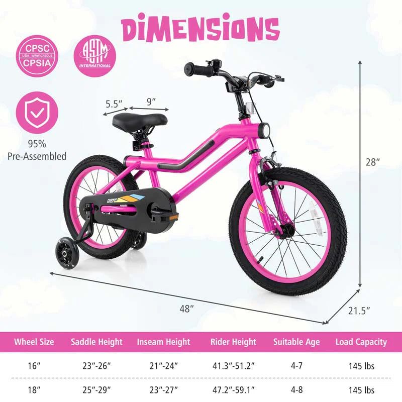 16/18 Inch LED Lighted Kids Bike with Training Wheels, Headlight, Adjustable Seat & Dual Brakes - Product image 35