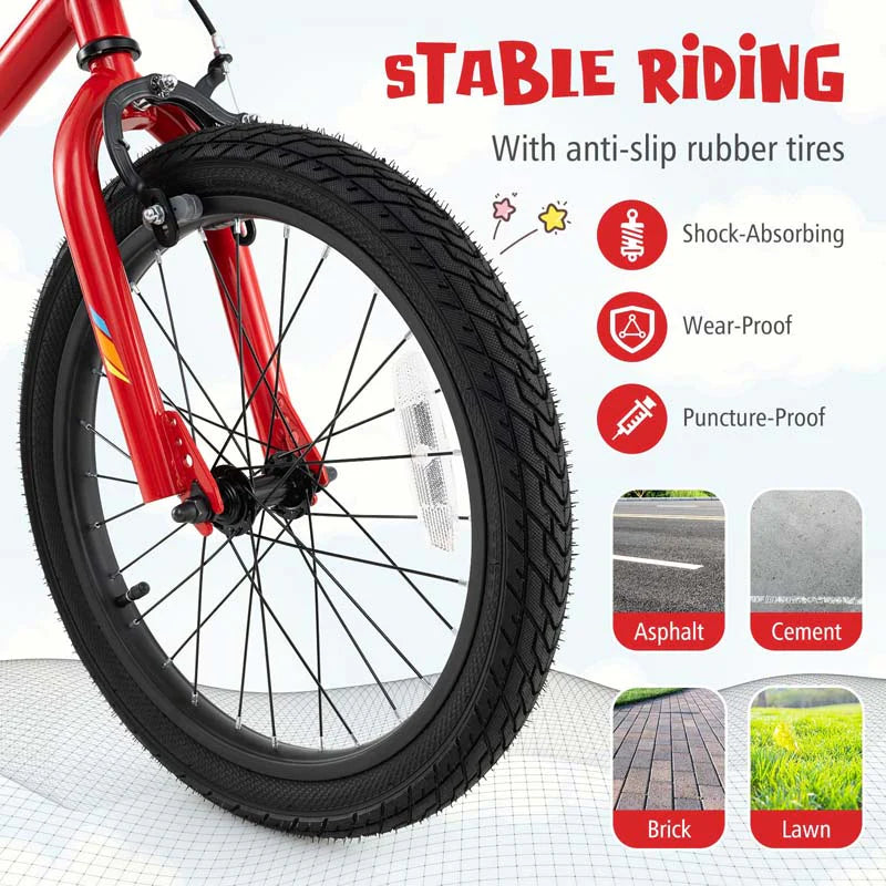 16/18 Inch LED Lighted Kids Bike with Training Wheels, Headlight, Adjustable Seat & Dual Brakes - Product image 9