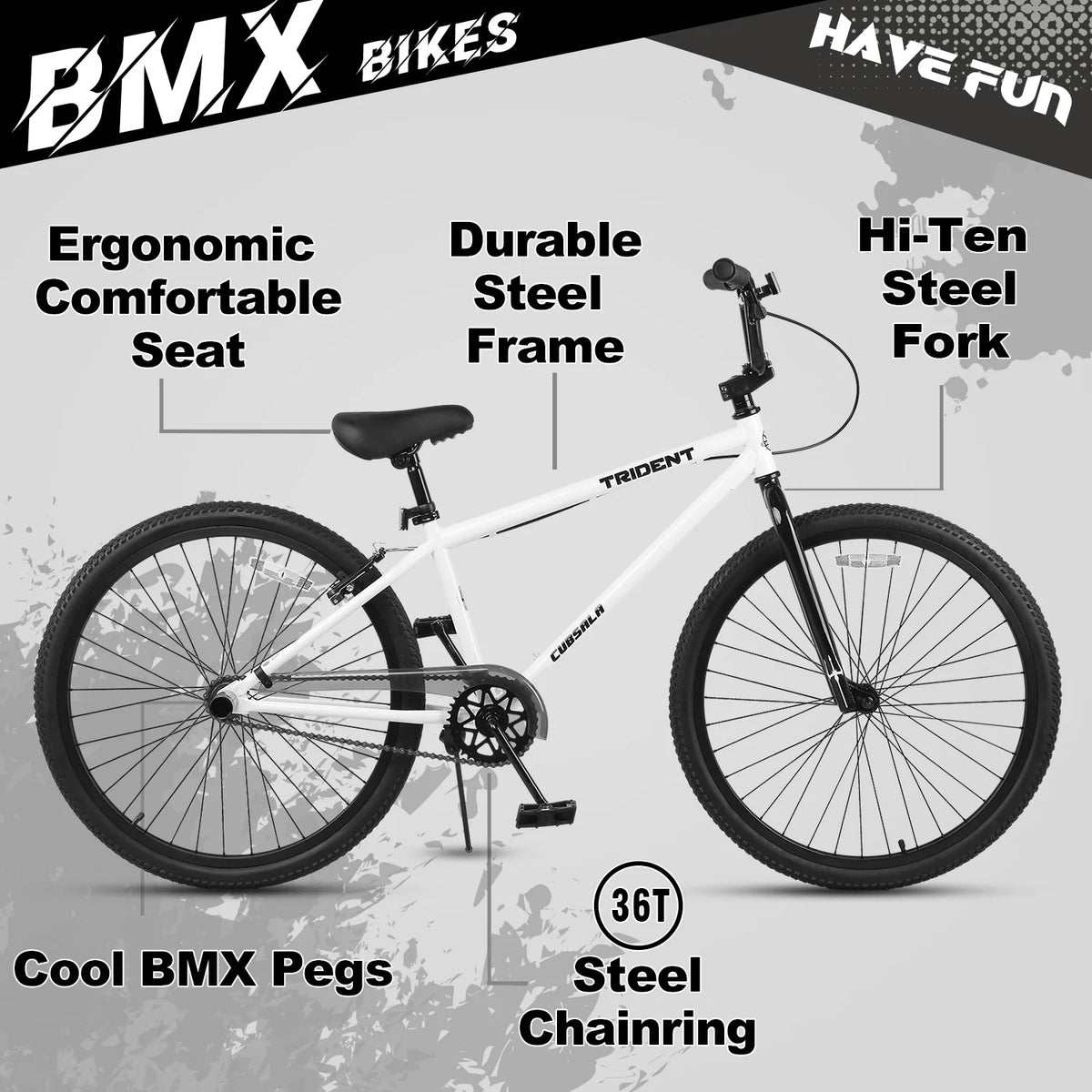 Cubsala 24 in BMX Race Bike Trident Bicycles Beginner - Level to Advanced Riders with 2 Pegs Trick Cycling - Product image 21