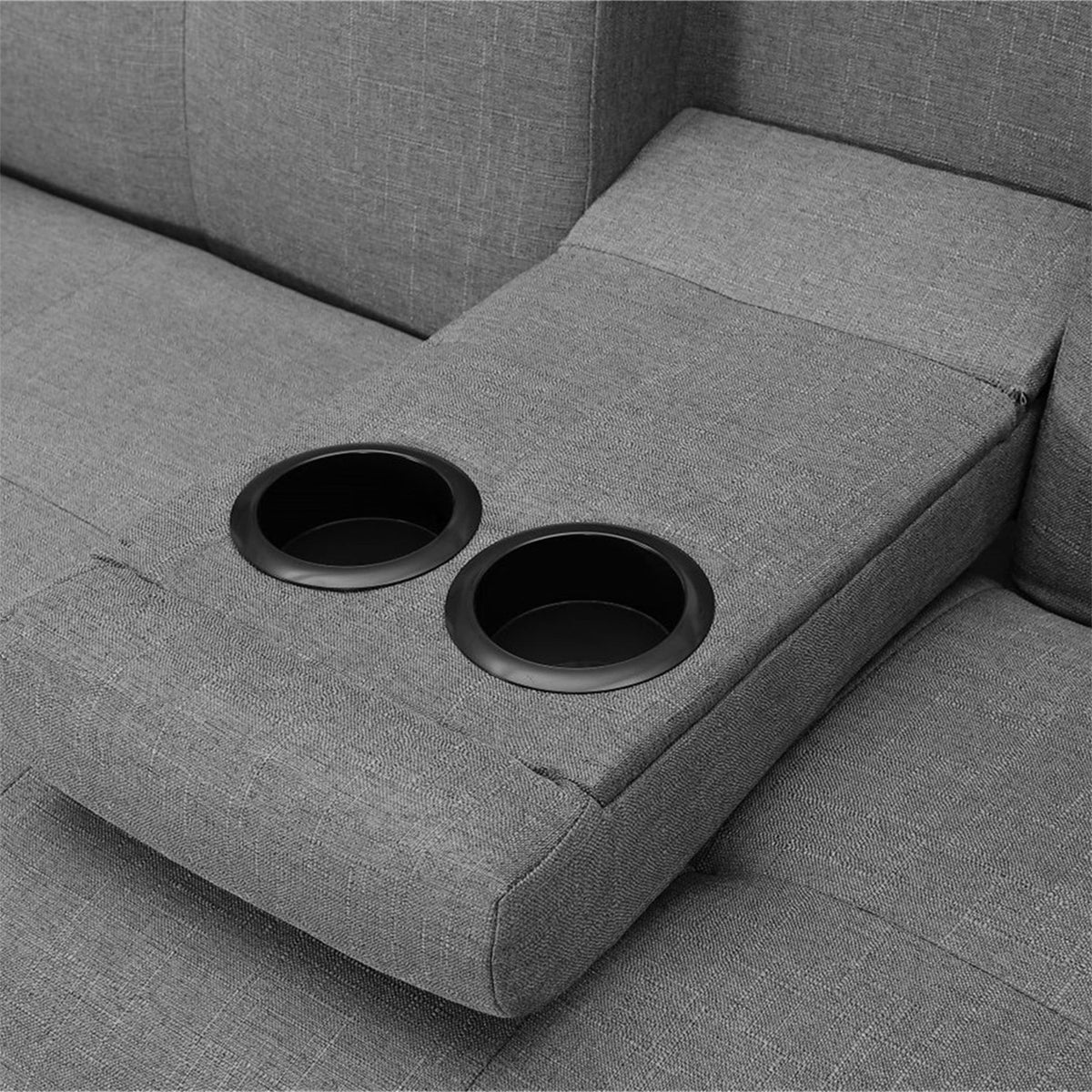 Aukfa 75" Square Arm Futon Convertible Sofa Bed for Home Office, 2 Cup Holders, Linen, Dark Gray - Product image 84