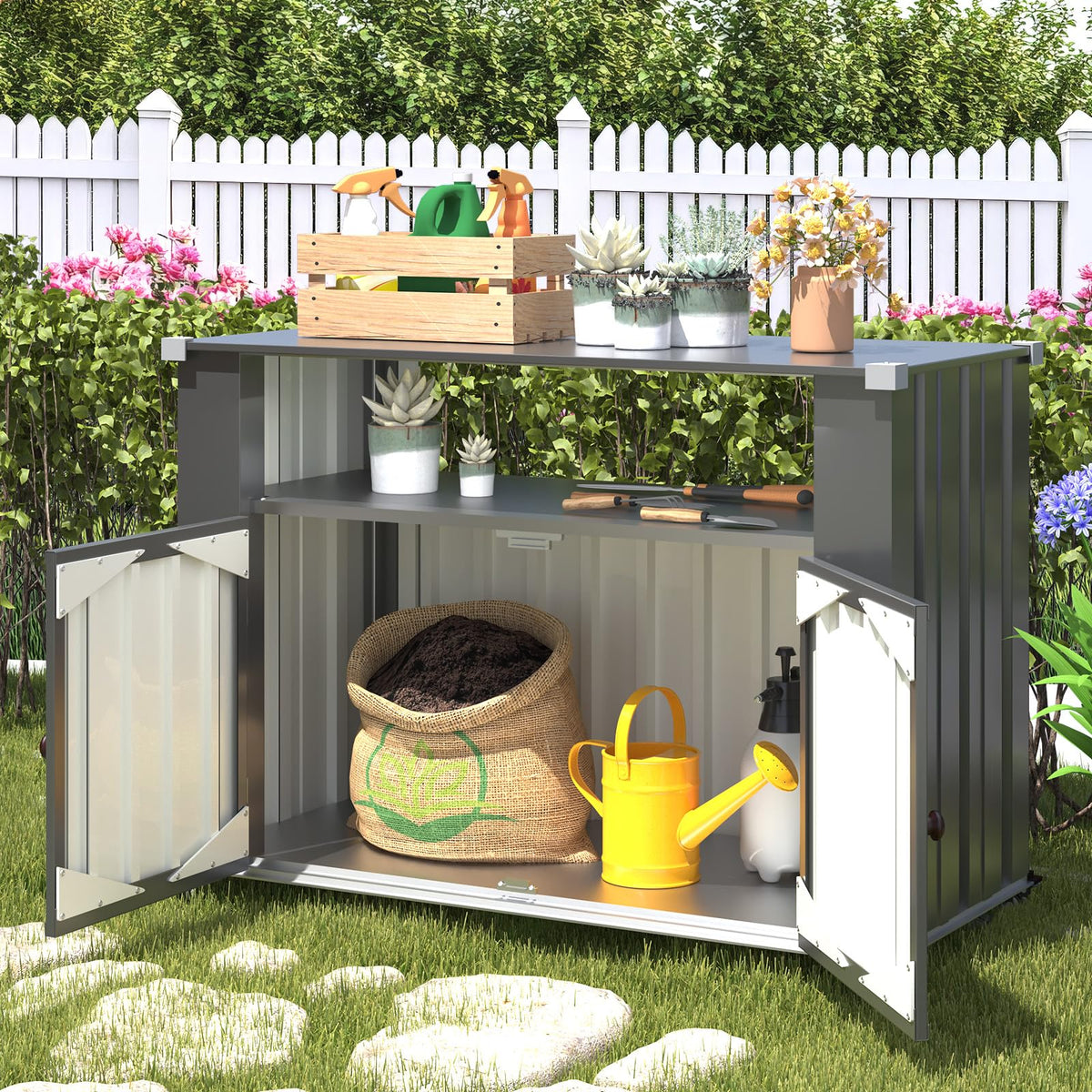 AECOJOY Outdoor Grill Table with Storage Cabinet Weatherproof, Outdoor Kitchen Island - Product image 8