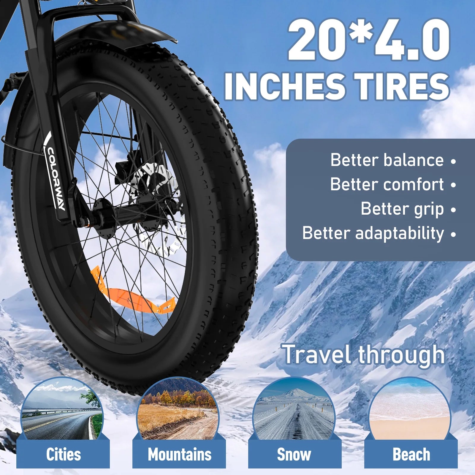COLORWAY 750W 20"x4.0 Fat Tire Electric Bike, 48V 15ah Battery, Off - Road E - Bike for Adults - Product image 17