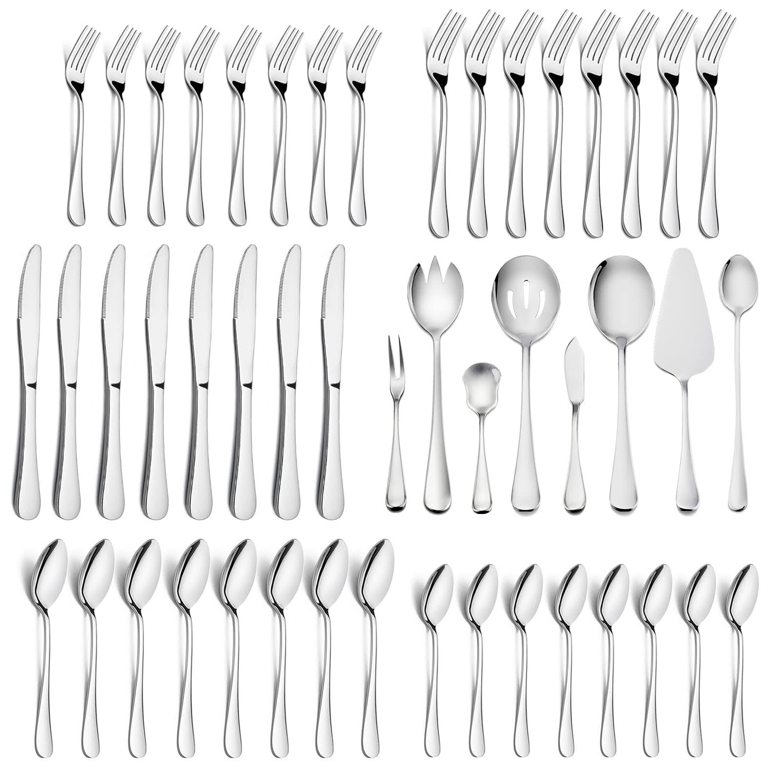 HaWare 48 Pieces Silverware Set with Serving Utensils, Stainless Steel Fancy Flatware Cutlery Set for 8 - Product image 1