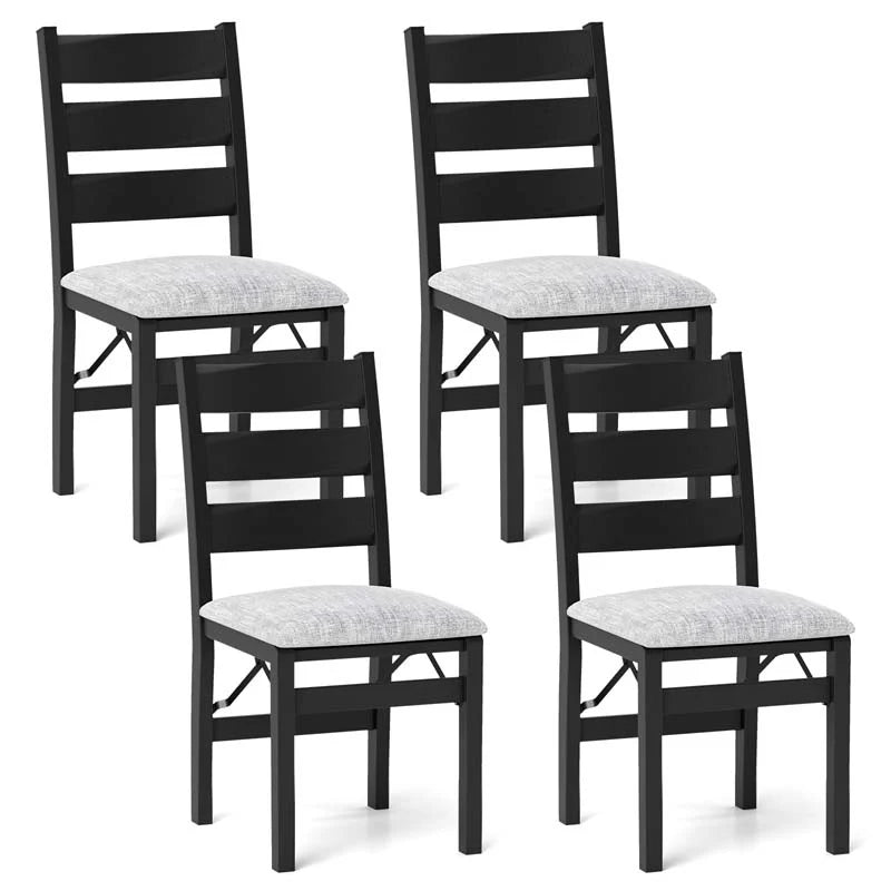 Modern Upholstered Folding Dining Chairs Set of 2/4, Rubber Wood Armless Kitchen Chairs with Slatted - Product image 2