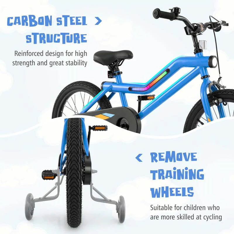16/18 Inch LED Lighted Kids Bike with Training Wheels, Headlight, Adjustable Seat & Dual Brakes - Product image 41