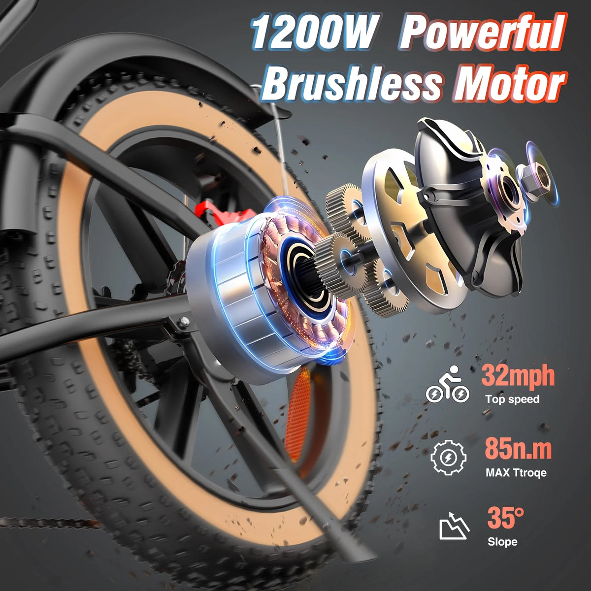Ridstar Electric Biycle for Adults, 1200W 32MPH, 48V 20AH Electric Dirt Bike - Product image 14