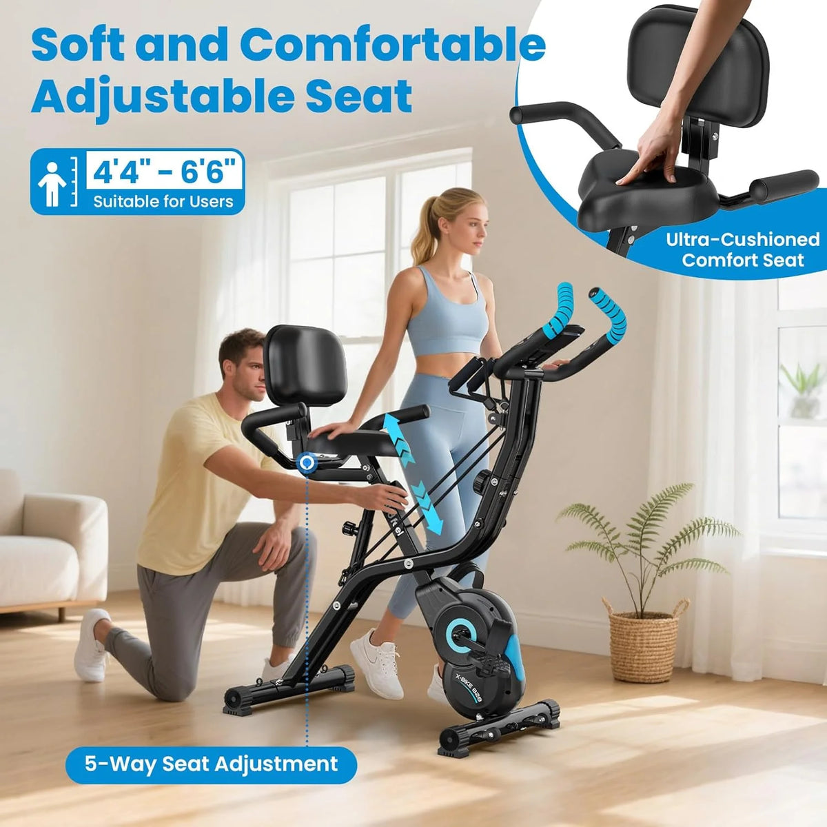 Pooboo 4in1 Folding Exercise Bike Indoor Cycling Bike Stationary Magnetic X Bike Gym Workout 300 lb Easy - Product image 35