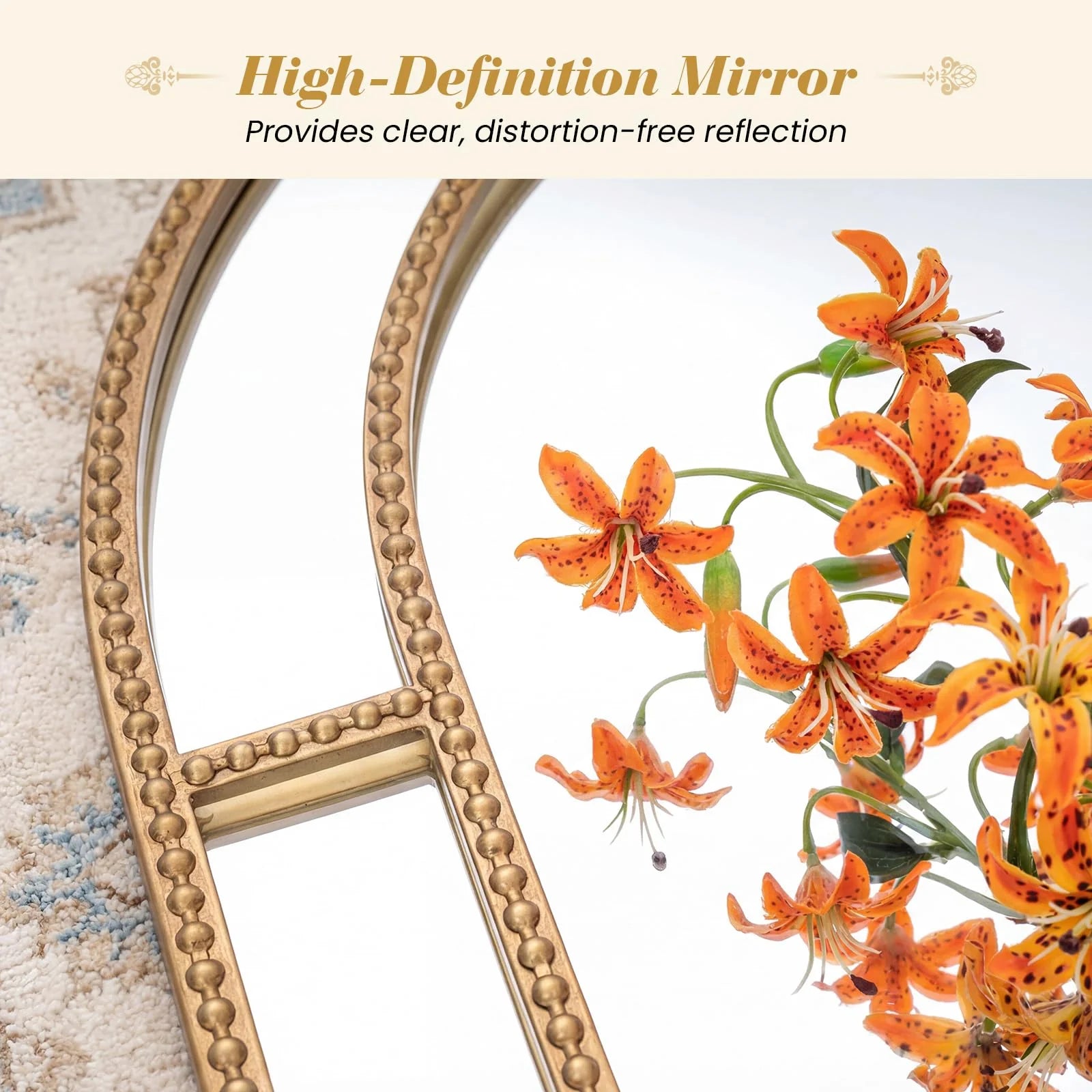 Tangkula 35" x 23" Gold Arched Wall Mirror (Arched)