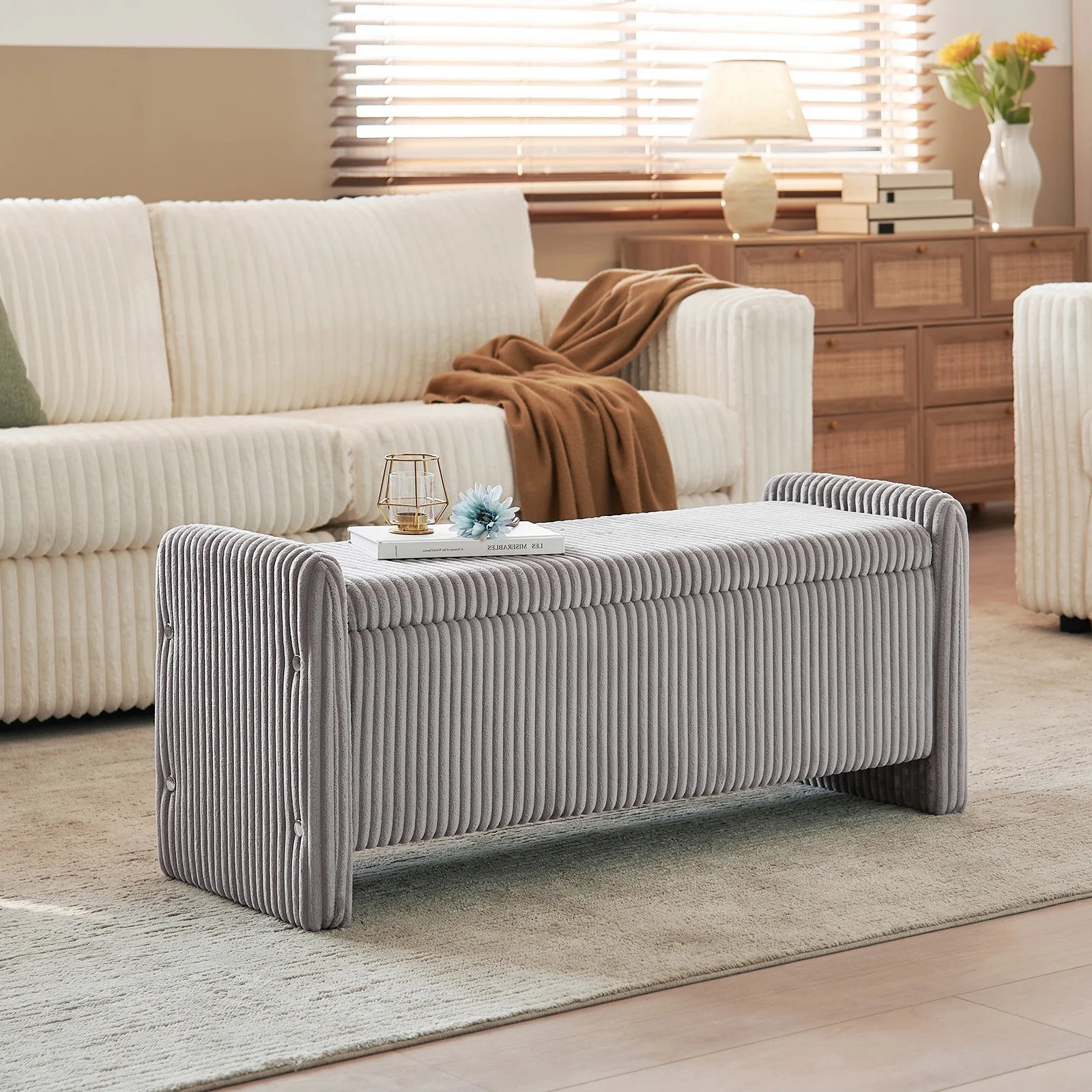 Pinmoco 44" Storage Ottoman Bench, Upholstered Entryway Bench with Storage End of Bed Bench for Bedroom& - Product image 8