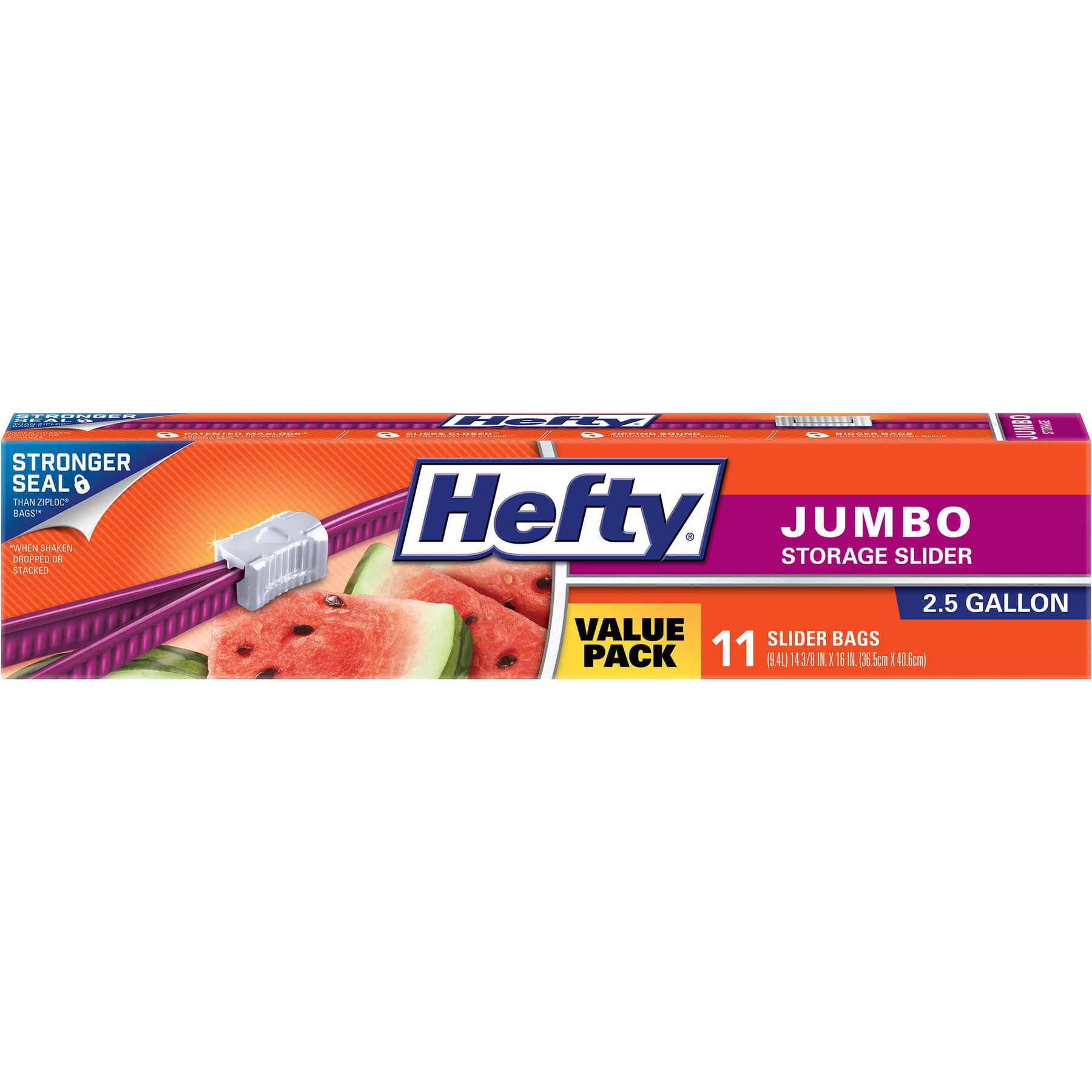 Hefty Jumbo Storage Slider Bags, 2.5 Gallon, Clear - 11 count - Product image 1