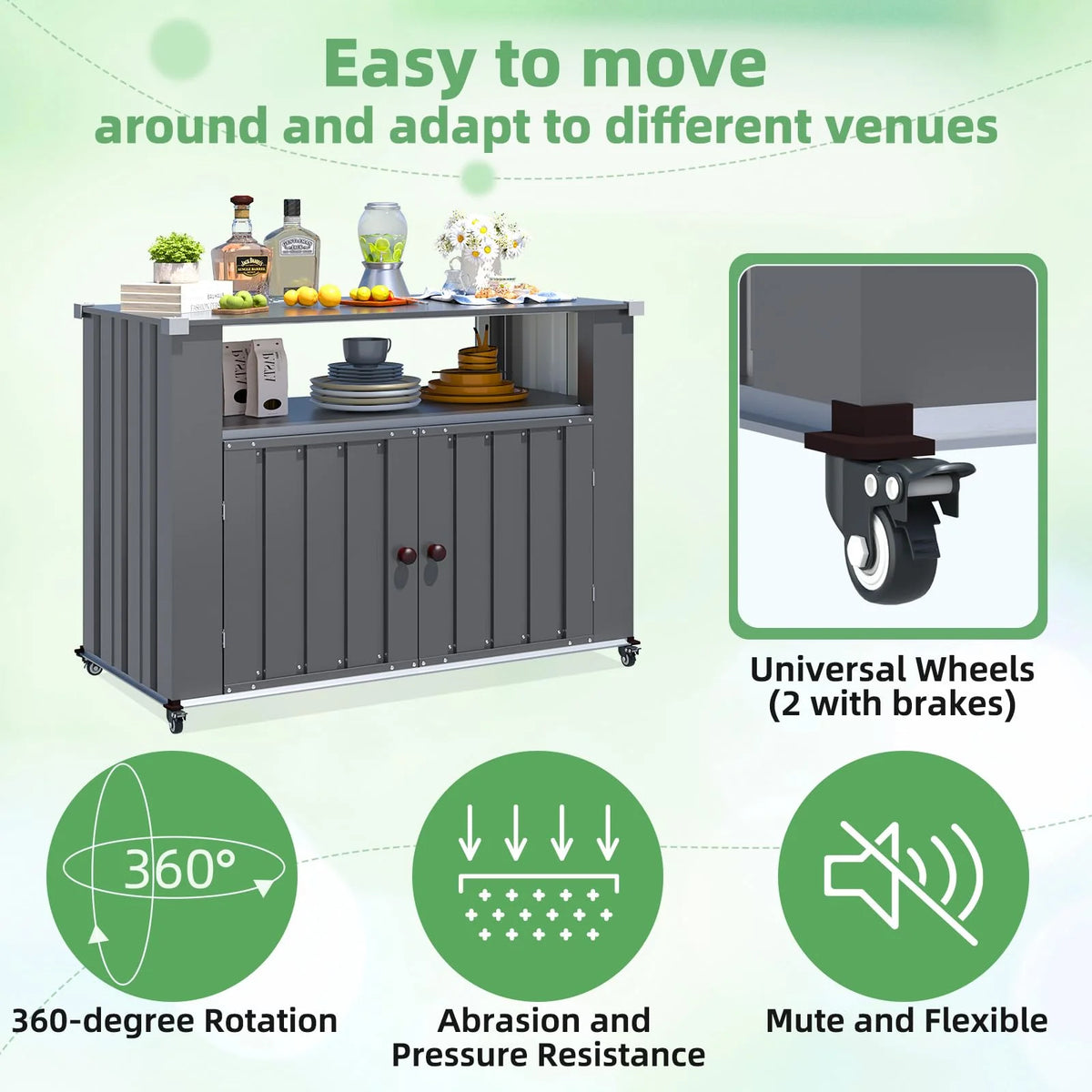 AECOJOY Outdoor Grill Table with Storage Cabinet Weatherproof, Outdoor Kitchen Island - Product image 4