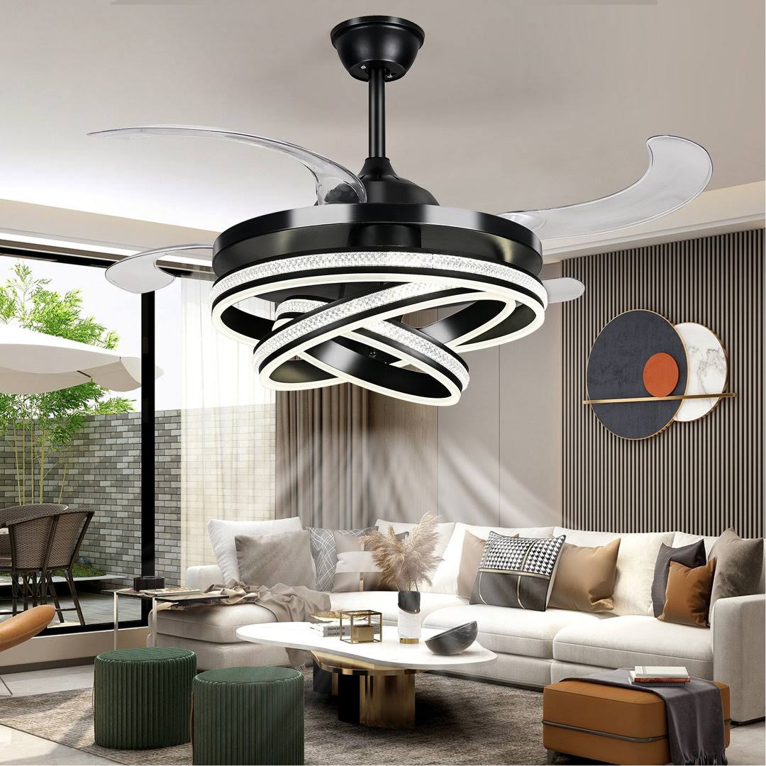 Dontavius 42'' Retractable Ceiling Fan, LED 3 Color Brightness Adjustable Chandelier Ceiling Fan Mercer41 - Product image 1