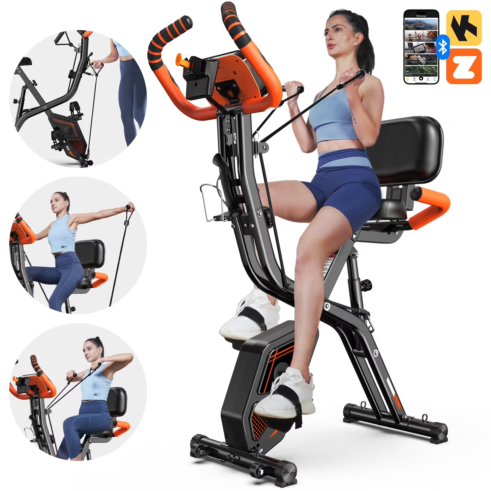 Pooboo 4in1 Folding Exercise Bike Indoor Cycling Bike Stationary Magnetic X Bike Gym Workout 300 lb Easy to - Product image 5