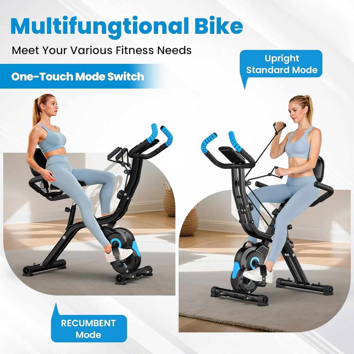 Pooboo 4in1 Folding Exercise Bike Indoor Cycling Bike Stationary Magnetic X Bike Gym Workout 300 lb Easy - Product image 31