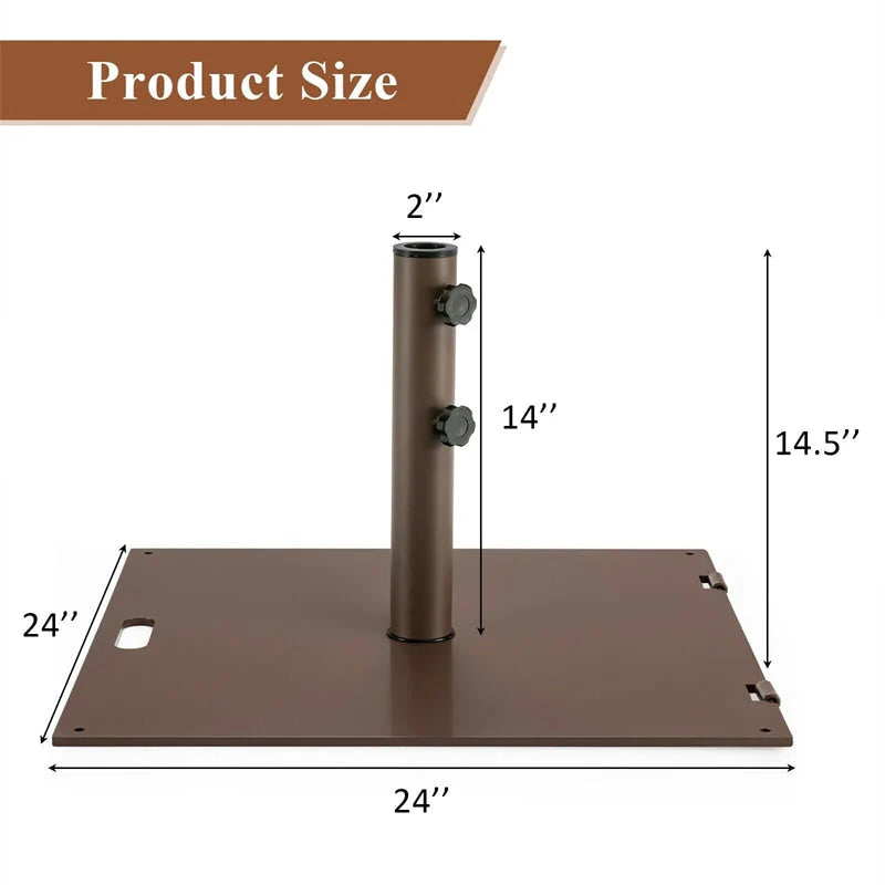 50 LBS Heavy Duty Patio Umbrella Base Stand, 24" Square Steel Outdoor Umbrella Weight with Wheels & 2 - Product image 6