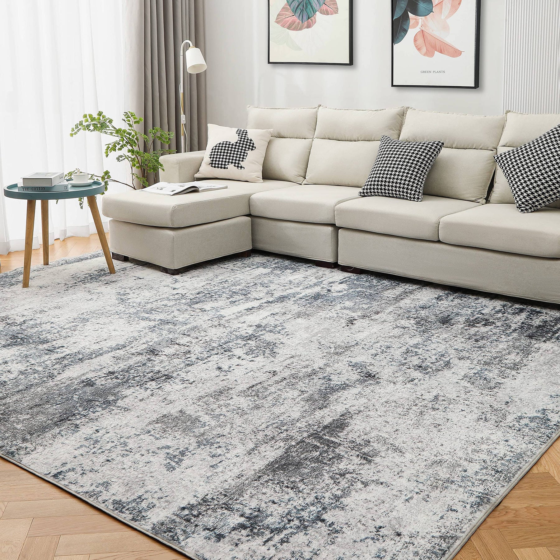 Macro Sen Area Rug Living Room Rugs: 5x7 Indoor Abstract Soft Fluffy Pile Large Carpet with Low Shaggy for - Product image 1