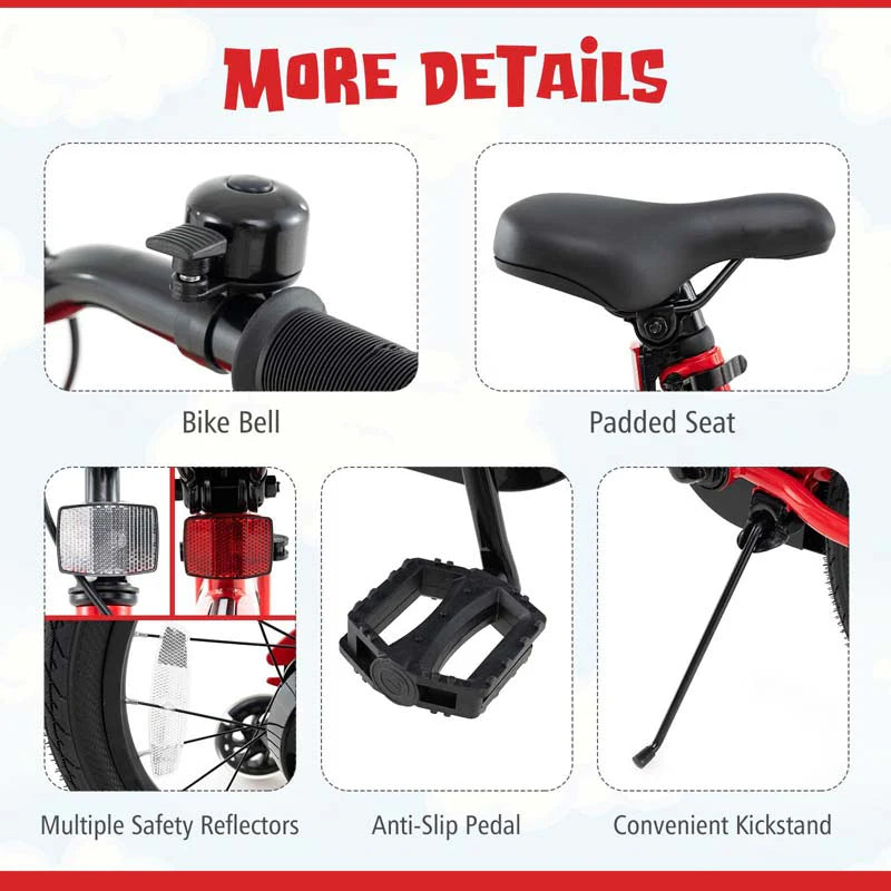 16/18 Inch LED Lighted Kids Bike with Training Wheels, Headlight, Adjustable Seat & Dual Brakes - Product image 7