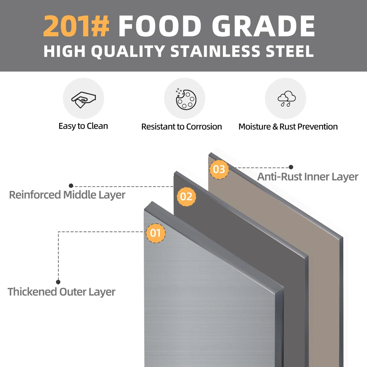AECOJOY Stainless Steel Kitchen Cabinets, 57"x19.7" Commercial Worktable with Extend Panel & Adjustable - Product image 6