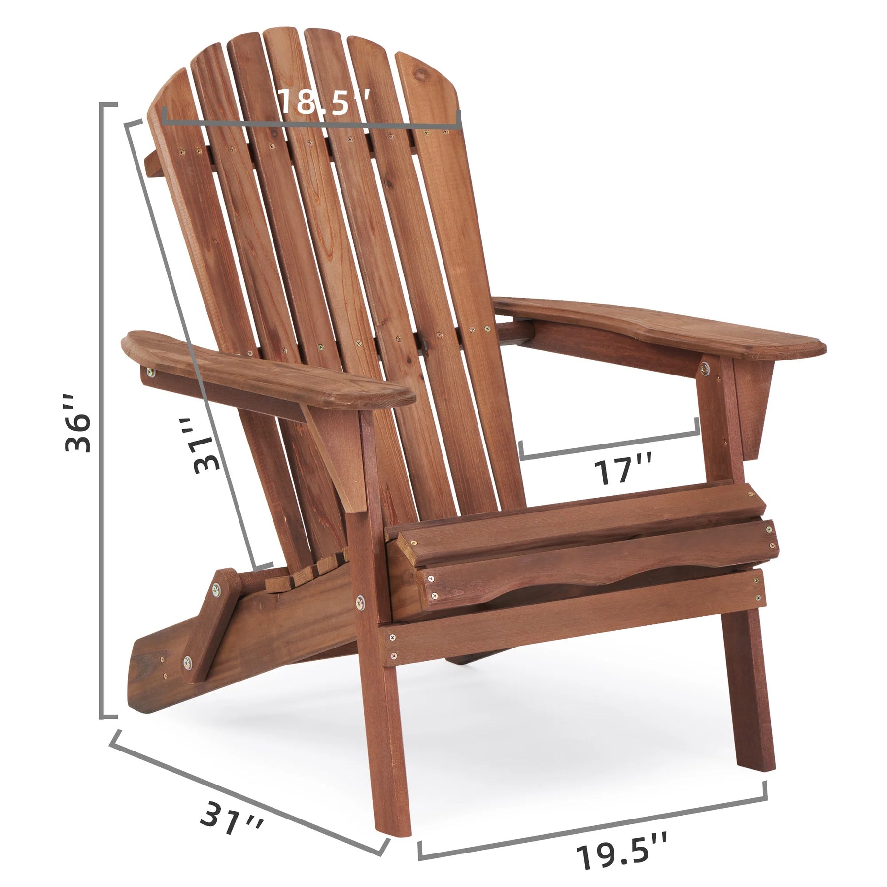 AECOJOY Wooden Outdoor Folding Adirondack Chair Set of 2 Wood Lounge Patio Chair for Garden, Lawn - Product image 3