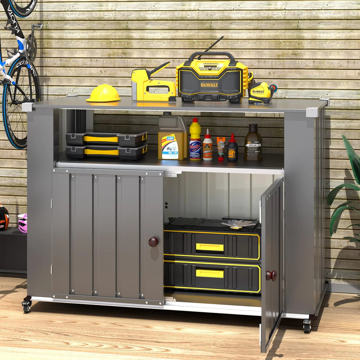 AECOJOY Outdoor Grill Table with Storage Cabinet Weatherproof, Outdoor Kitchen Island - Product image 7
