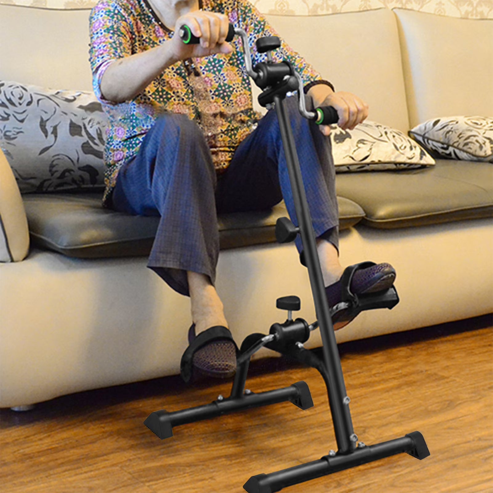 Mwptoo Elderly Exercise Bike, Pedal Exerciser Bike, Hand Arm Leg Knee Peddler, Adjustable Fitness Equipment for Seniors, Elderly Home Pedal Exercise Bike for Total Body
