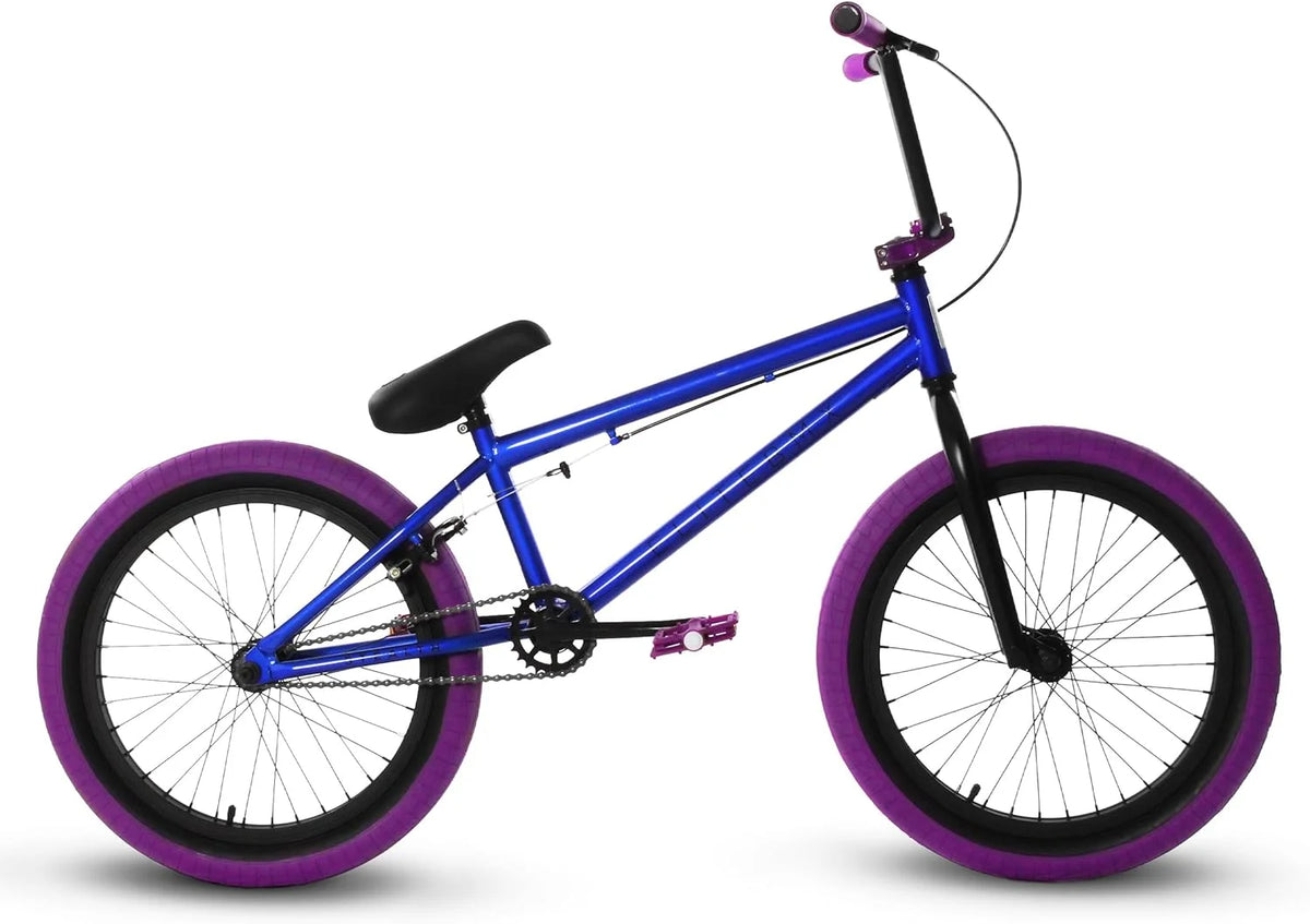 Elite BMX Bicycle 20" Freestyle Bike - Stealth Blue Purple Ideal for Ages 7 to 18 Years