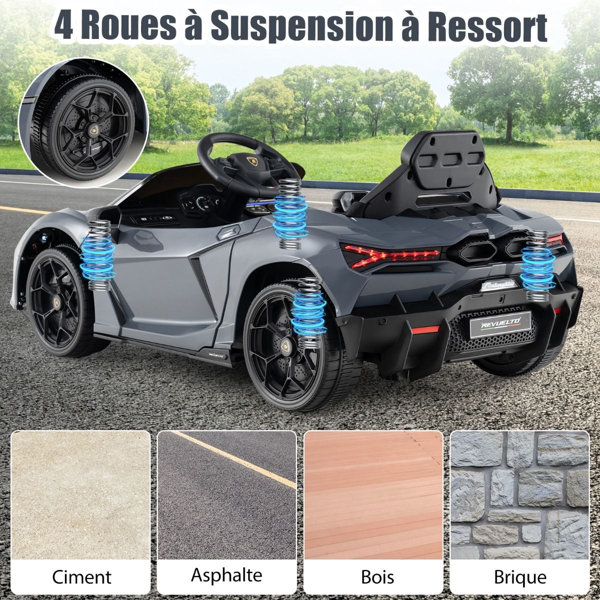 12V Electric Car for Children Licensed by Revuelto Remote Control Hydraulic Doors for 37-95 Months Grey/Orange -
