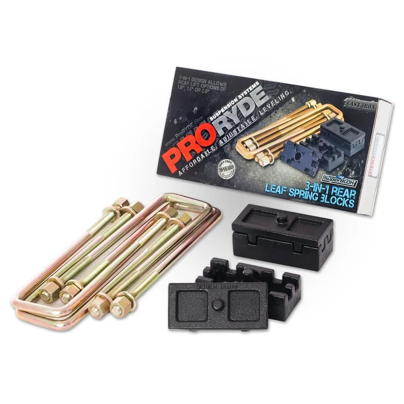 ProRYDE Suspension Systems 52-1200G GM LD/HD 3-in-1 Block Kit w/U-bolts-No Taper