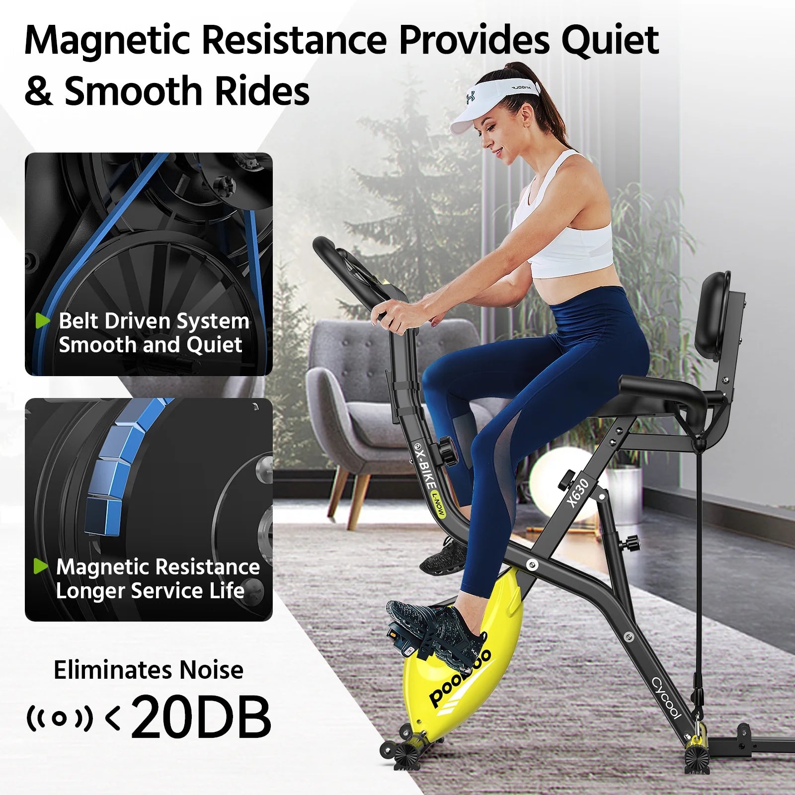 Pooboo 4in1 Folding Exercise Bike Indoor Cycling Bike Stationary Magnetic X Bike Gym Workout 300 lb Easy to - Product image 9