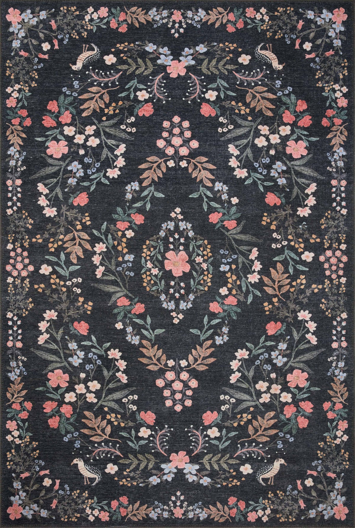 Rifle Paper Co. x Loloi Maison Collection MAO-04 Tuileries Black 18" x 18" Sample Rug - Product image 1