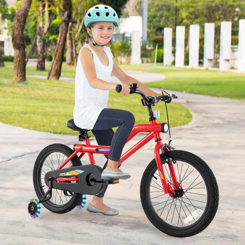 16/18 Inch LED Lighted Kids Bike with Training Wheels, Headlight, Adjustable Seat & Dual Brakes - Product image 1