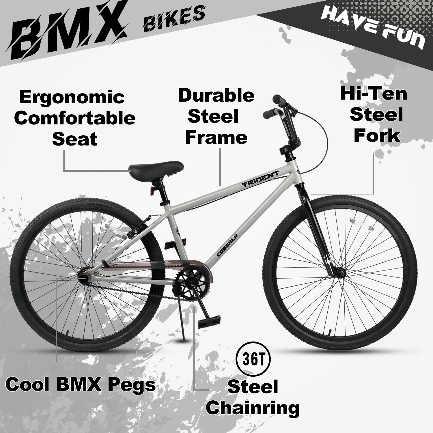 Cubsala 24 in BMX Race Bike Trident Bicycles Beginner - Level to Advanced Riders with 2 Pegs Trick Cycling - Product image 27