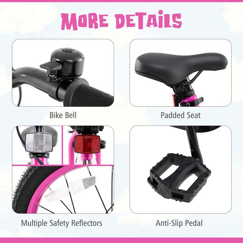 16/18 Inch LED Lighted Kids Bike with Training Wheels, Headlight, Adjustable Seat & Dual Brakes - Product image 34