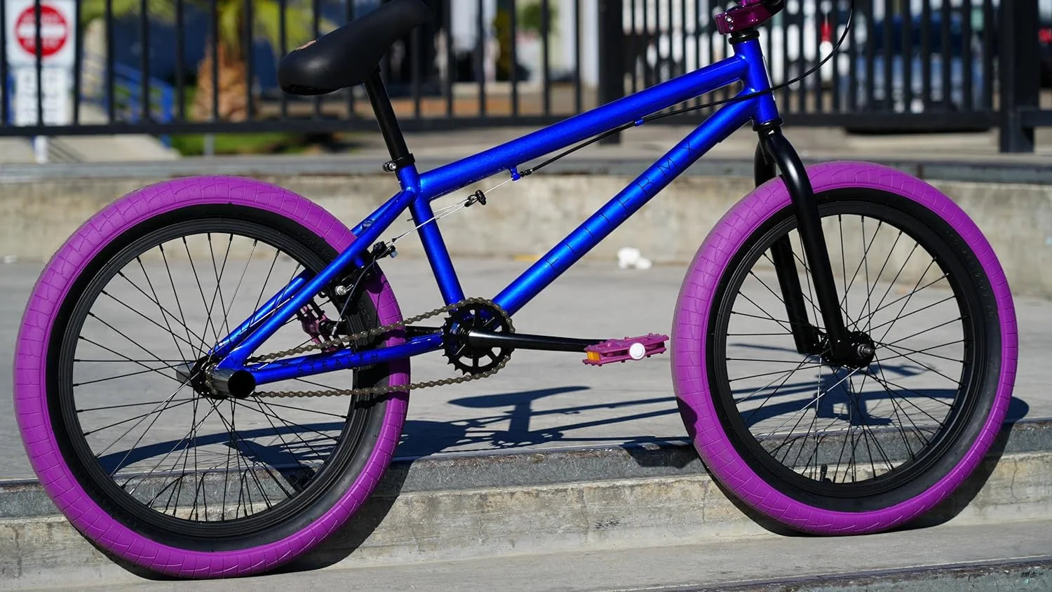 Elite BMX Bicycle 20" Freestyle Bike - Stealth Blue Purple Ideal for Ages 7 to 18 Years