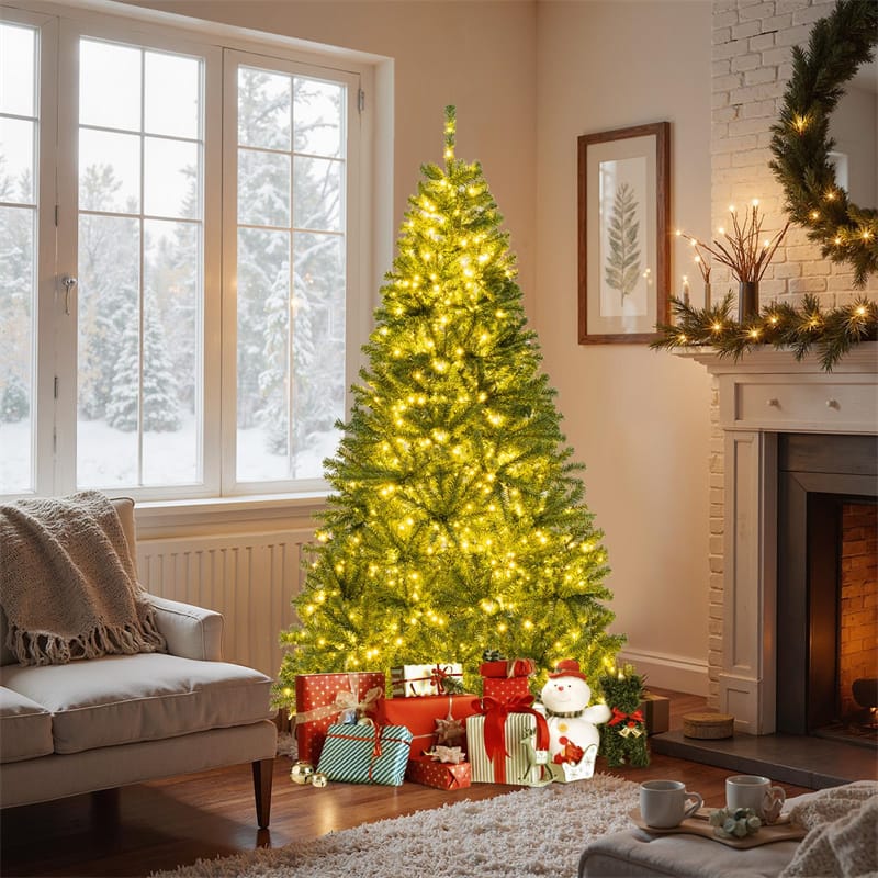 6/7/8FT Pre-Lit Artificial Christmas Tree, Hinged Xmas Tree with Remote, Warm White LED Lights, Timer - Product image 19