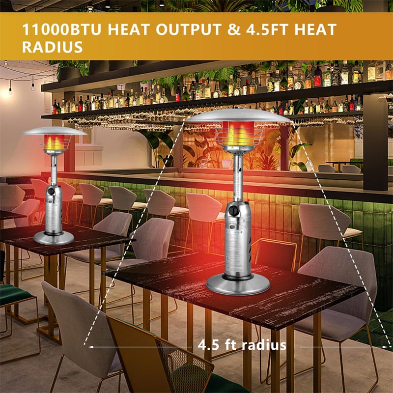 11, 000 BTU Tabletop Propane Patio Heater, Portable Stainless Steel Outdoor Heater with Adjustable Flame & - Product image 9