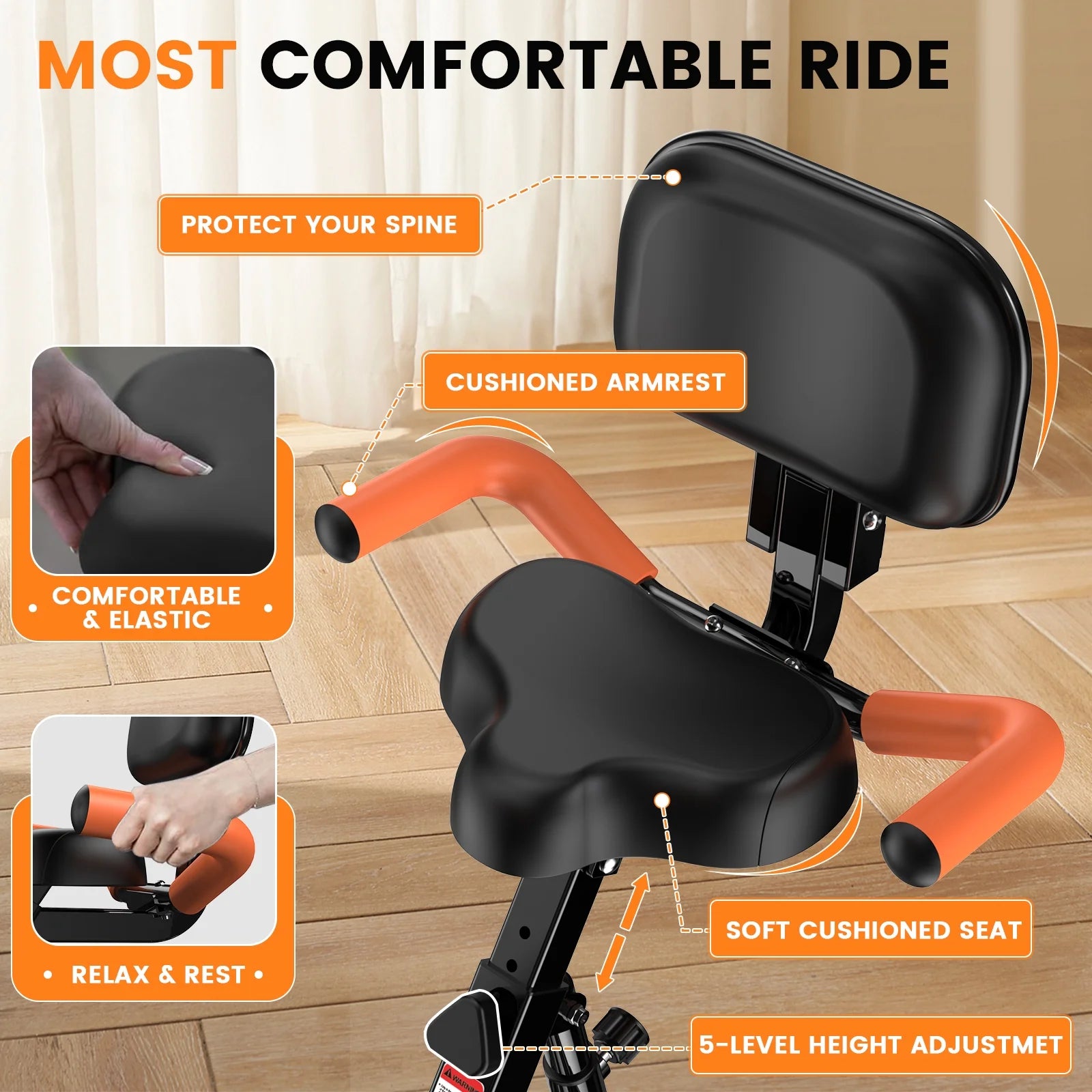 Pooboo 4in1 Folding Exercise Bike Indoor Cycling Bike Stationary Magnetic X Bike Gym Workout 300 lb Easy - Product image 22