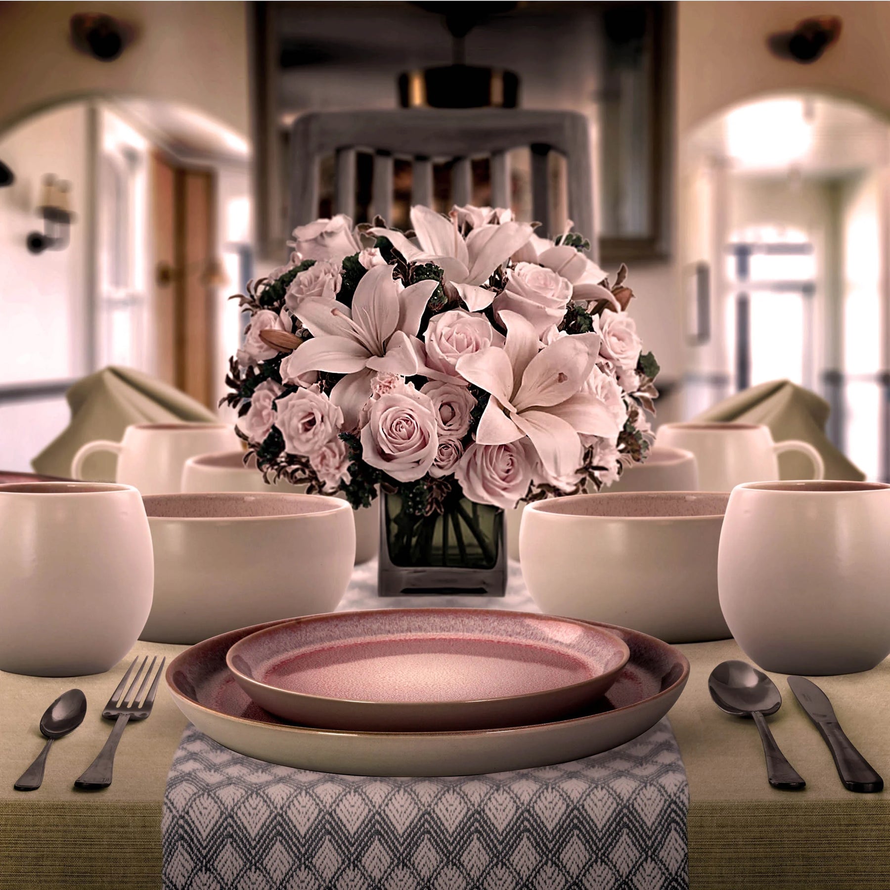 Elama Mocha Mauve 16 Piece Stoneware Dinnerware Set in Purple - Product image 11