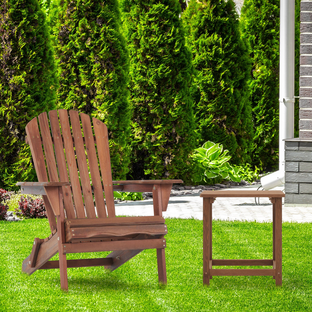 AECOJOY Wooden Outdoor Folding Adirondack Chair Set of 2 Wood Lounge Patio Chair for Garden, Lawn - Product image 6