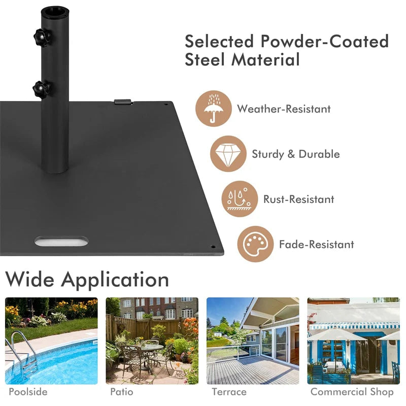 50 LBS Heavy Duty Patio Umbrella Base Stand, 24" Square Steel Outdoor Umbrella Weight with Wheels & 2 - Product image 18