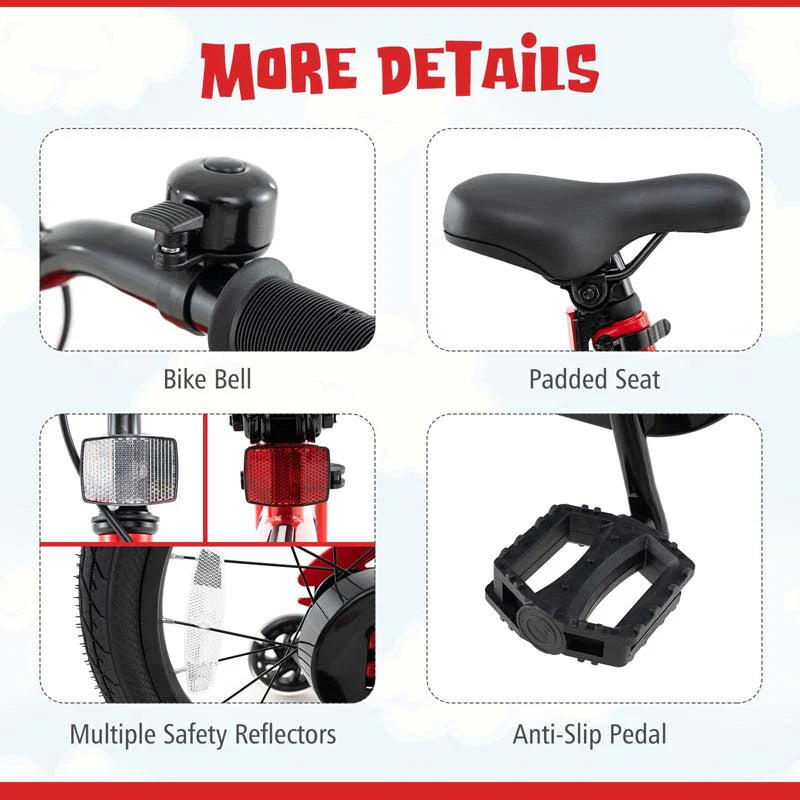 16/18 Inch LED Lighted Kids Bike with Training Wheels, Headlight, Adjustable Seat & Dual Brakes - Product image 16