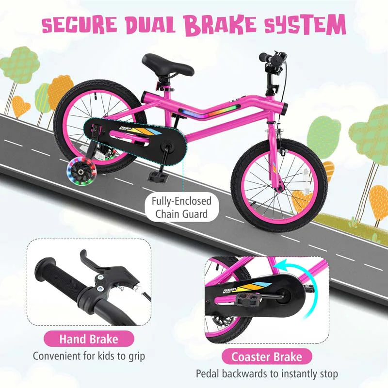 16/18 Inch LED Lighted Kids Bike with Training Wheels, Headlight, Adjustable Seat & Dual Brakes - Product image 31