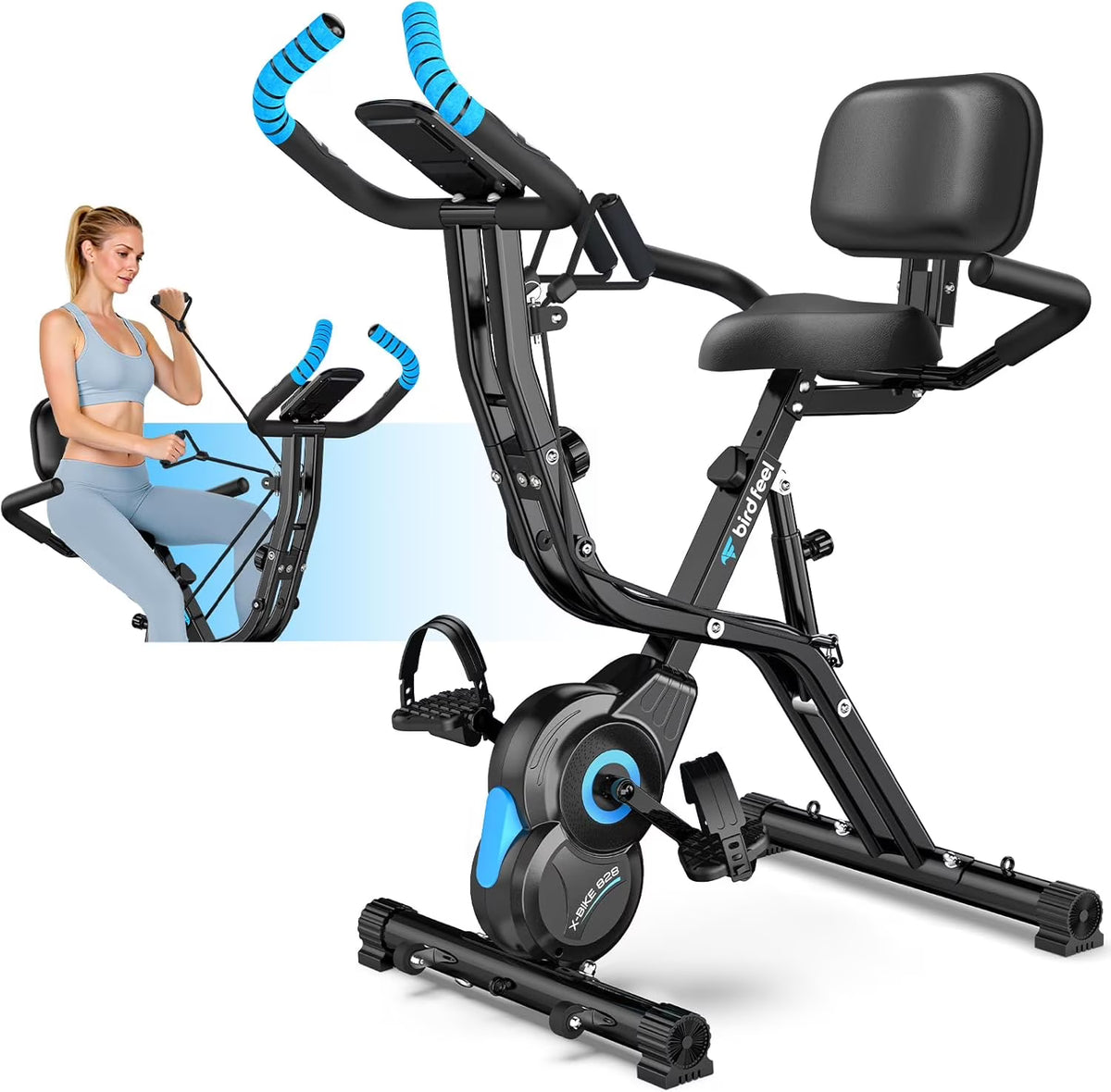 Pooboo 4in1 Folding Exercise Bike Indoor Cycling Bike Stationary Magnetic X Bike Gym Workout 300 lb Easy to - Product image 7