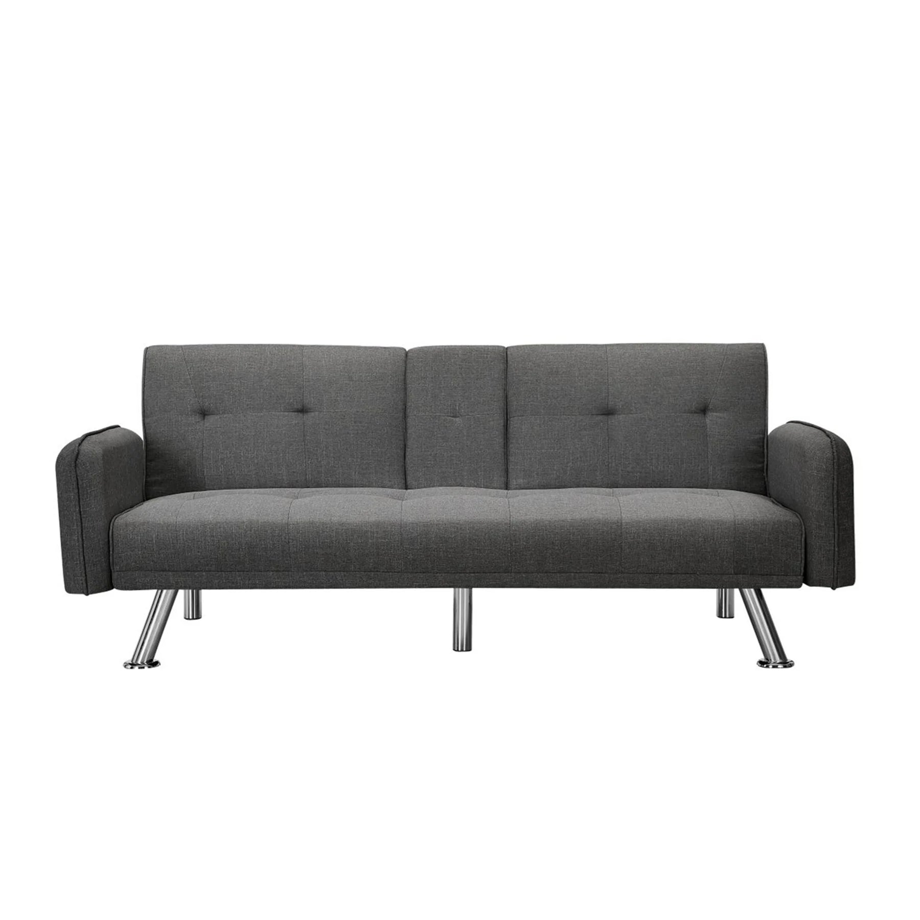 Aukfa 75" Square Arm Futon Convertible Sofa Bed for Home Office, 2 Cup Holders, Linen, Dark Gray - Product image 16