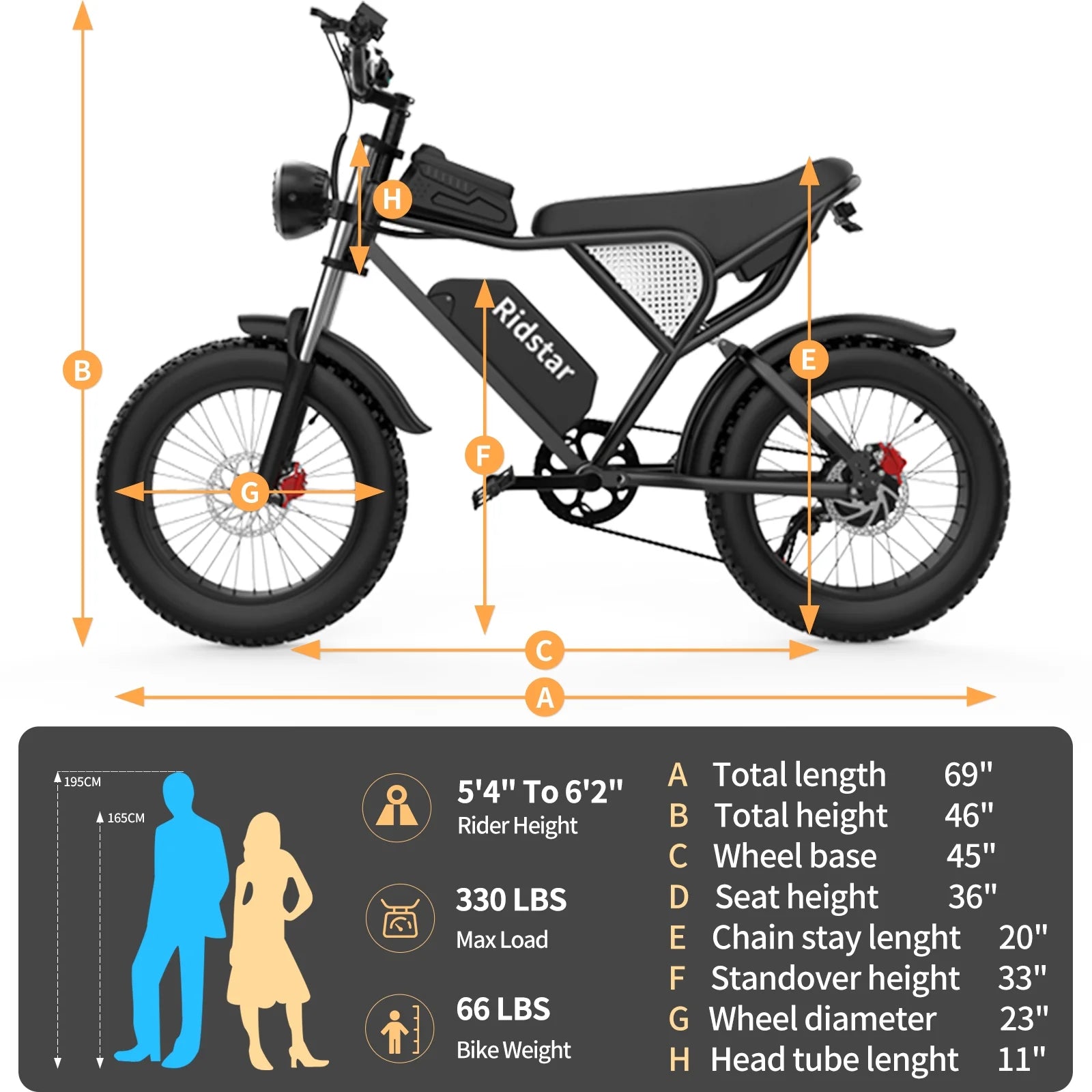 Ridstar Electric Biycle for Adults, 1200W 32MPH, 48V 20AH Electric Dirt Bike - Product image 8