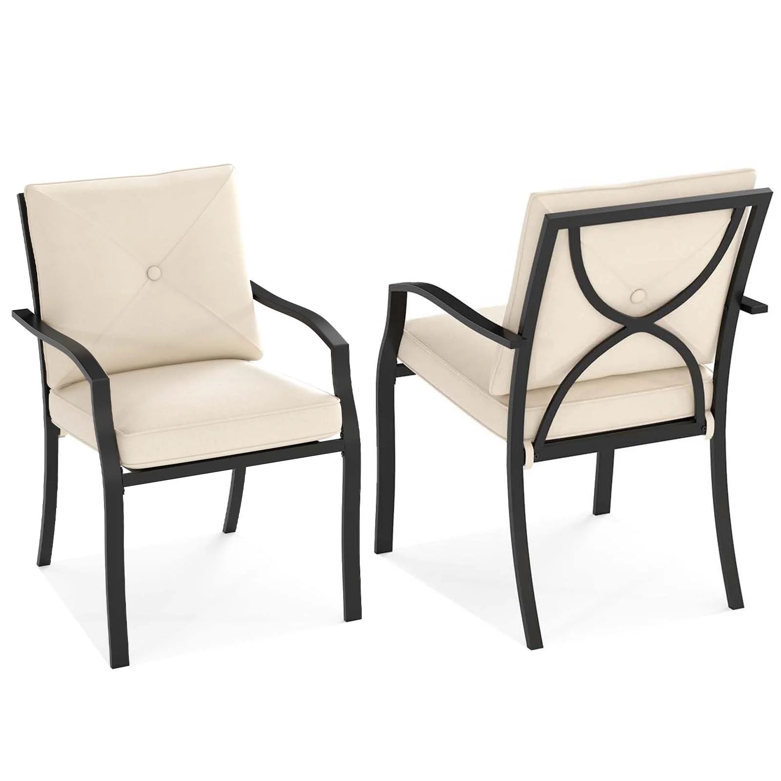 Tangkula Metal Outdoor Dining Chair Set of 2/4 Stackable Patio Chairs w/Armrests - Product image 1