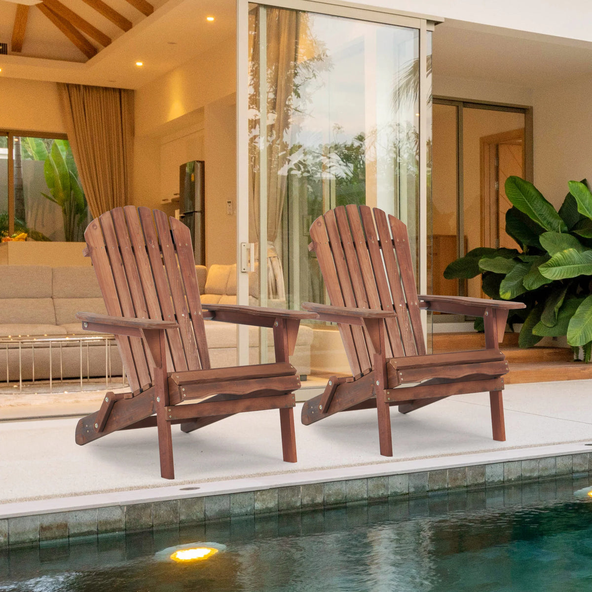 AECOJOY Wooden Outdoor Folding Adirondack Chair Set of 2 Wood Lounge Patio Chair for Garden, Lawn - Product image 2