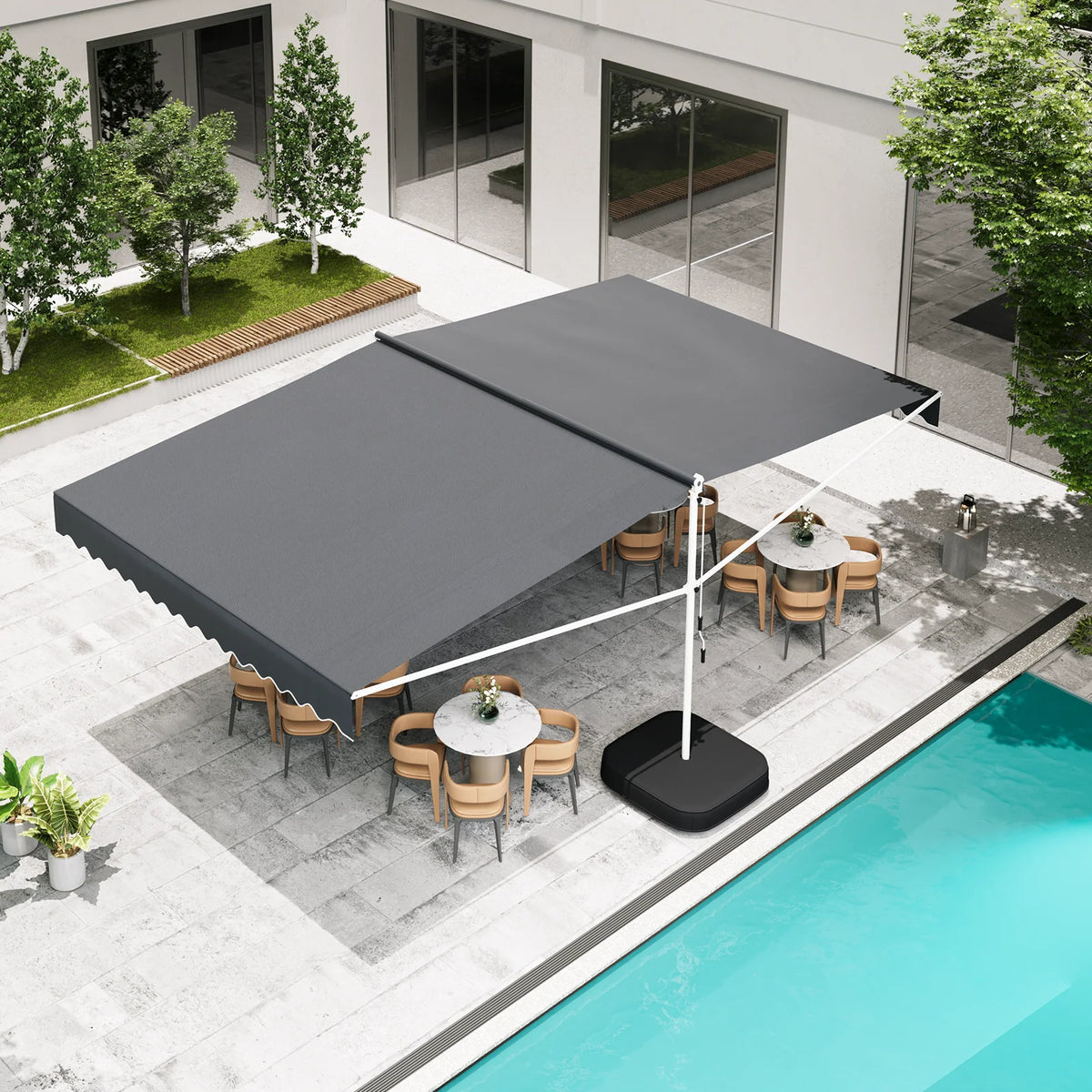 AECOJOY Free Standing Retractable Awning, 13'x10' Dual Side Patio Awnings Outdoor Manual Sun Shade Shelter - Product image 7