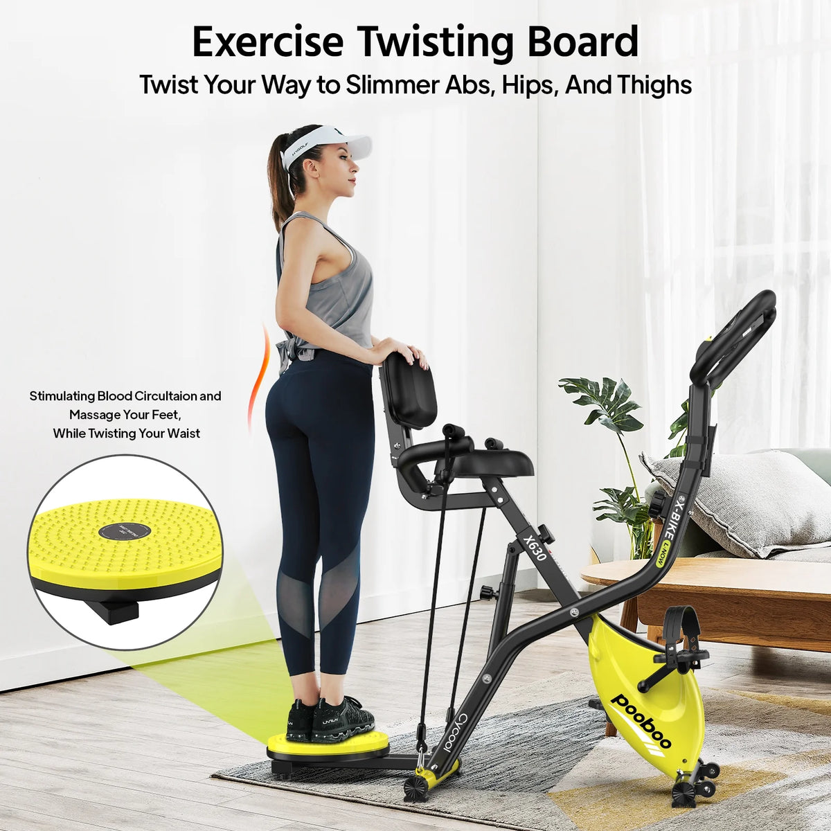 Pooboo 4in1 Folding Exercise Bike Indoor Cycling Bike Stationary Magnetic X Bike Gym Workout 300 lb Easy - Product image 15